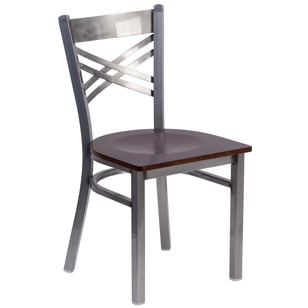 Emma and Oliver Clear Coated "X" Back Metal Restaurant Dining Chair